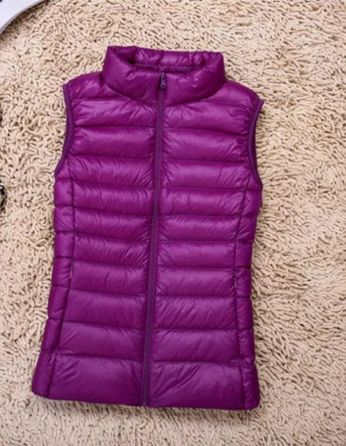 Zip-Front Stand Collar Quilted Puffer Gilet