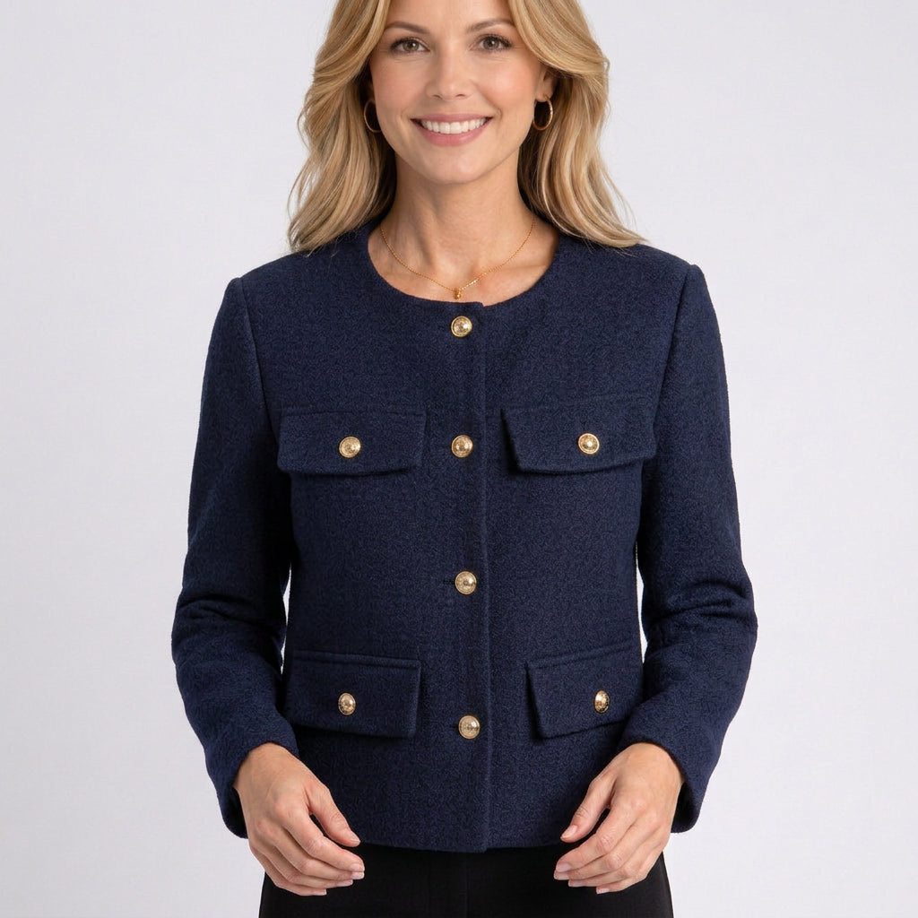 Jacket – Button Front Cropped Tailored Style