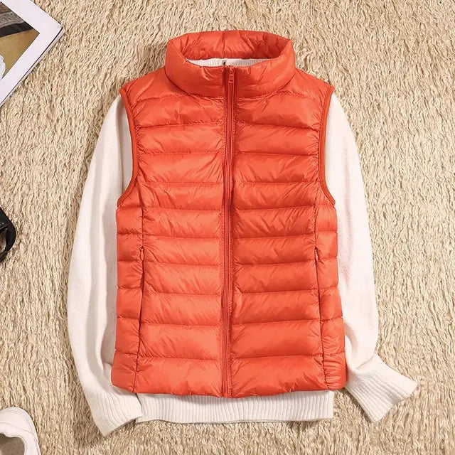 Zip-Front Stand Collar Quilted Puffer Gilet