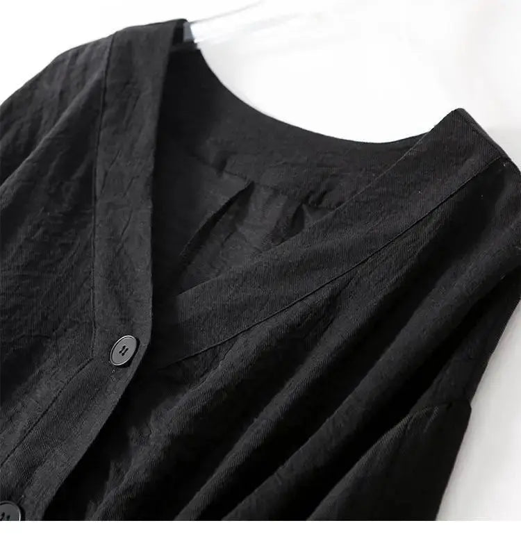 Chemisier en lin oversize pour femme à col en V et manches ballon