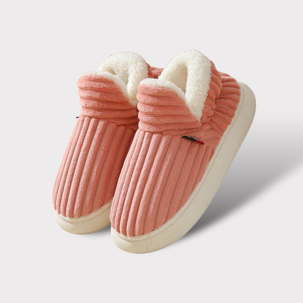 Ribbed Fleece Lined Platform Slipper Boots