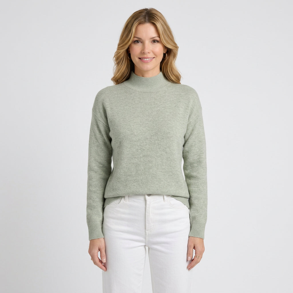Women’s Mock Neck Knit Sweater – Long Sleeve Pullover Style