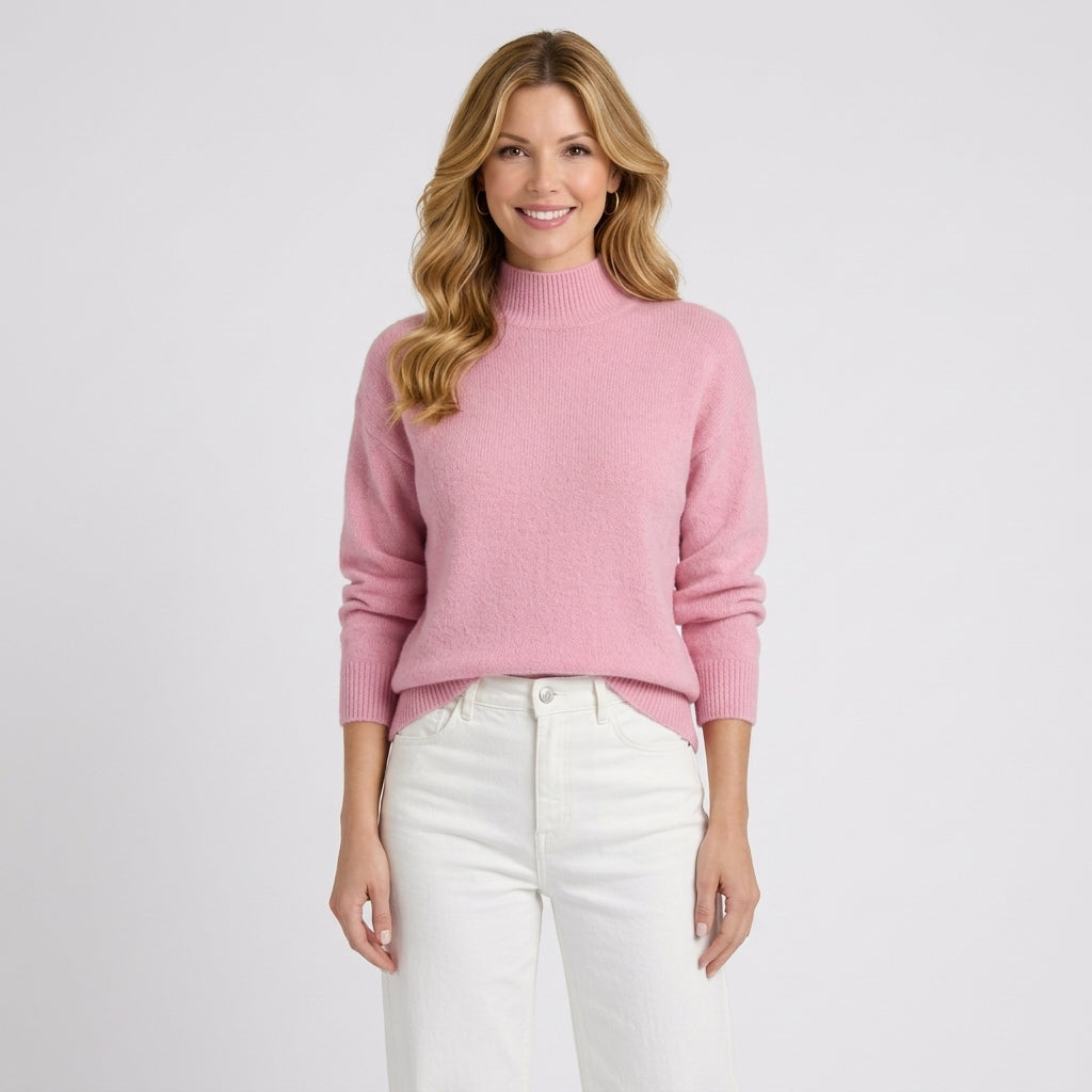 Women’s Mock Neck Knit Sweater – Long Sleeve Pullover Style
