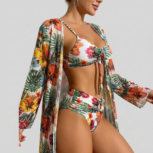 Bikini Set – Tropical Print Cover-Up Style