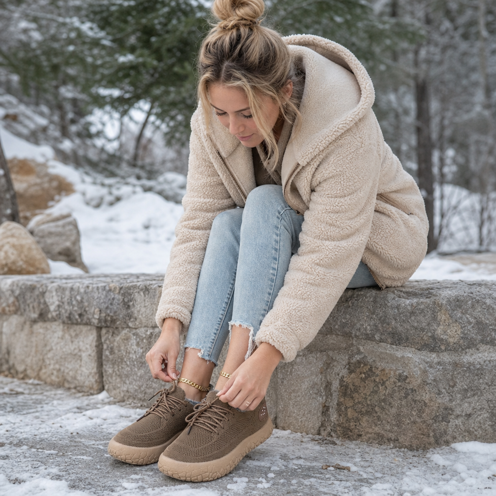 Baskets d'hiver à lacets pour femme, doublées en fausse fourrure