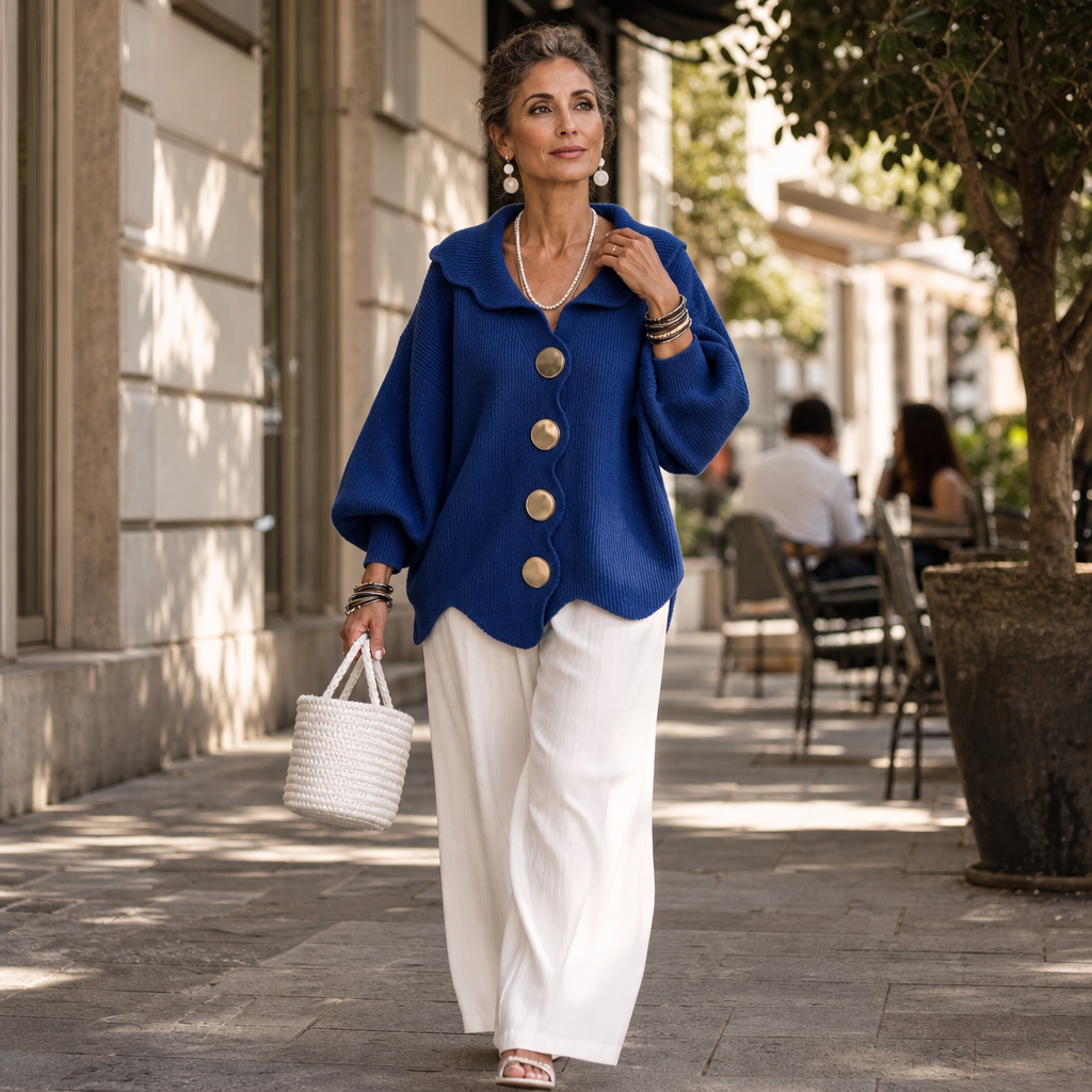 Women's Scalloped Collar Knit Cardigan