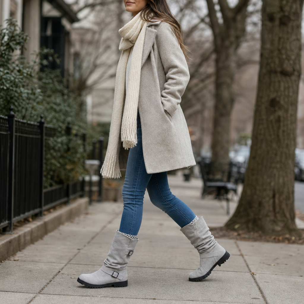 Women's Slouch Buckle Mid-Calf Boots