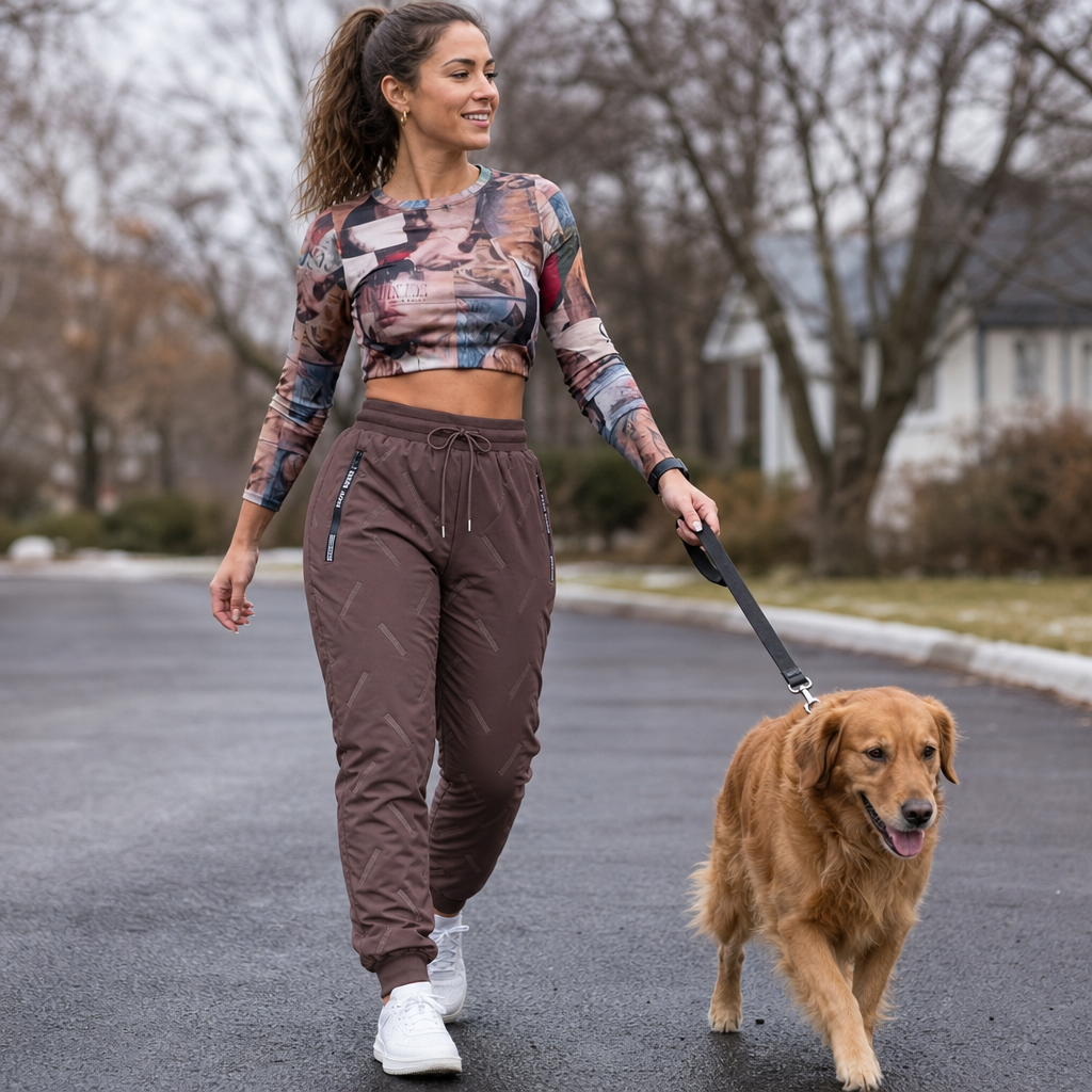 Women's Quilted Padded Winter Jogger Pants