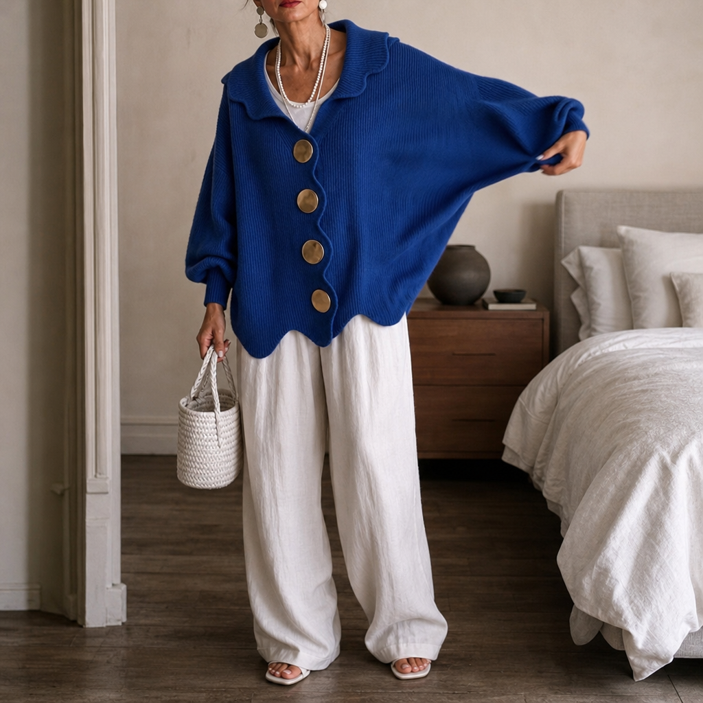 Women's Scalloped Collar Knit Cardigan