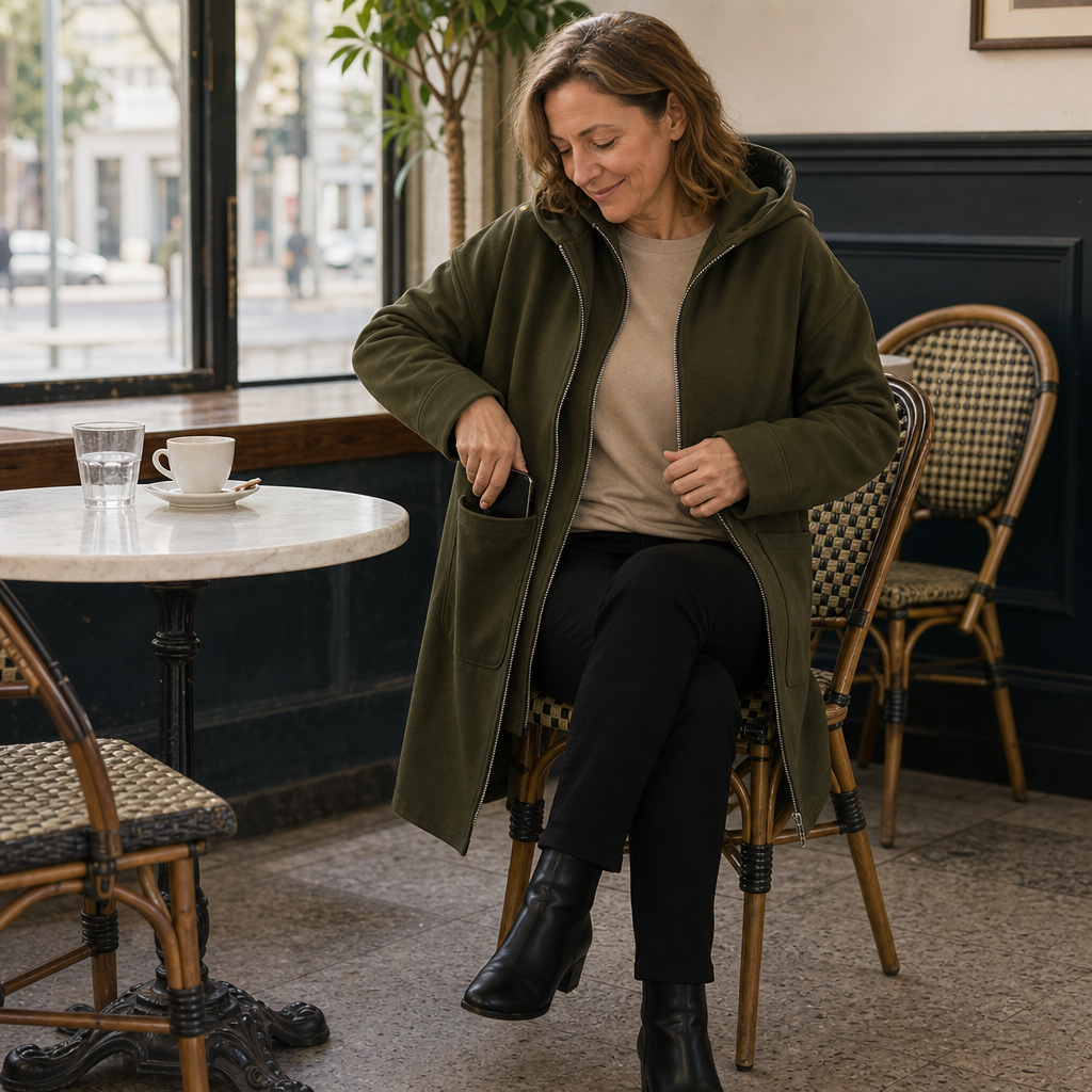 Women's Hooded Longline Zip Coat