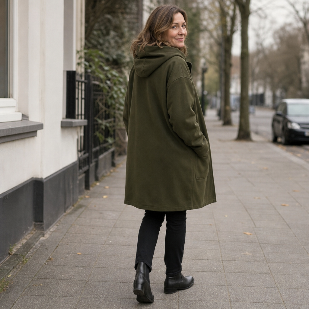 Women's Hooded Longline Zip Coat