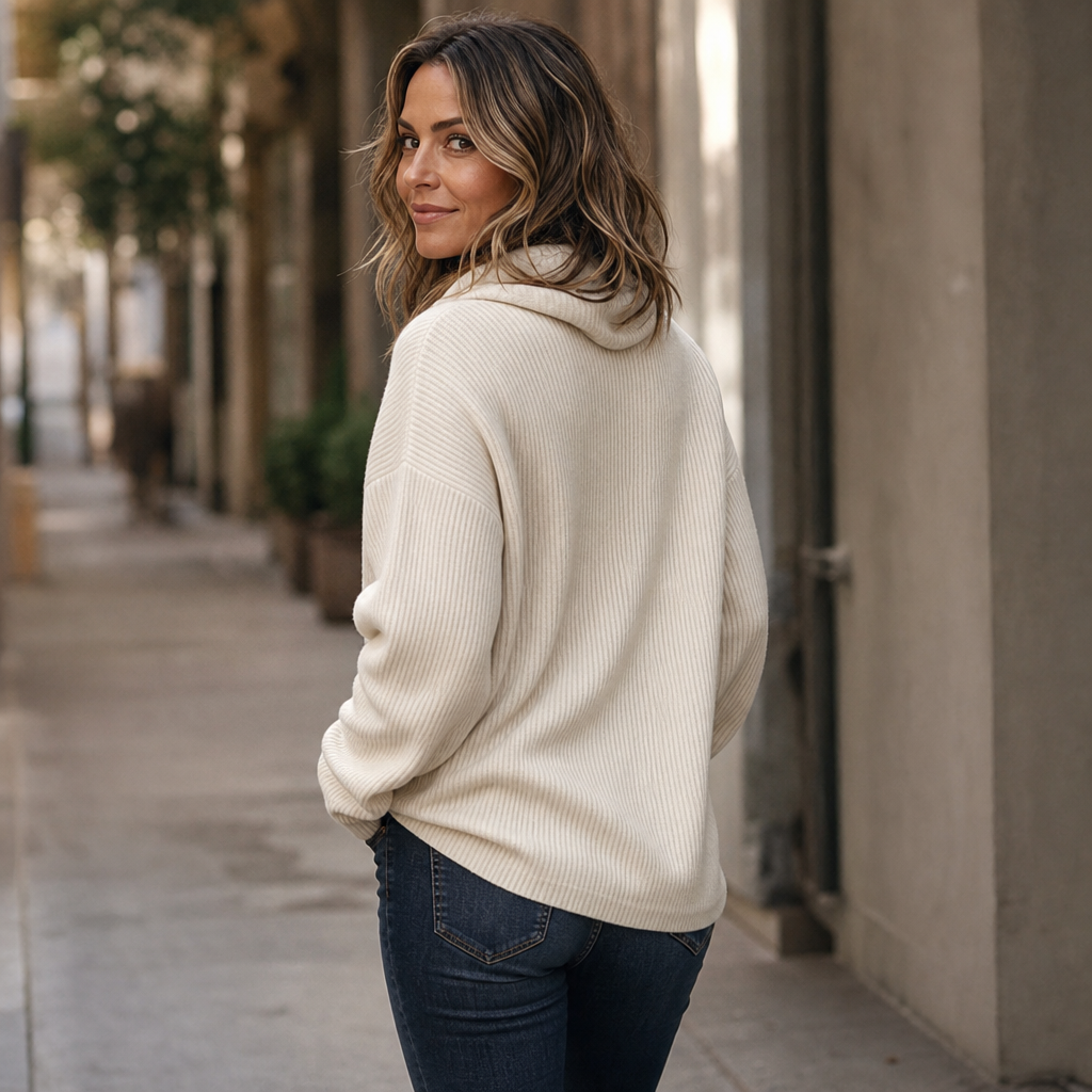 Women's Cowl Neck Ribbed Knit Oversized Sweater