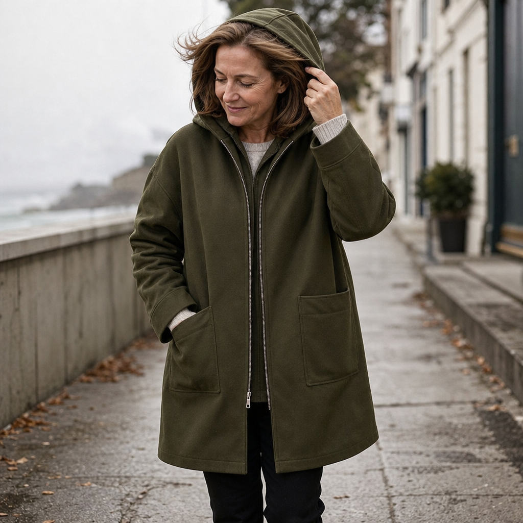 Women's Hooded Longline Zip Coat