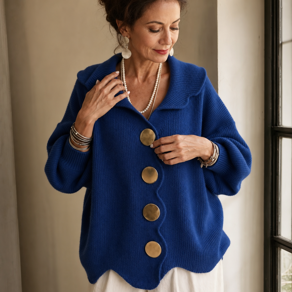 Women's Scalloped Collar Knit Cardigan