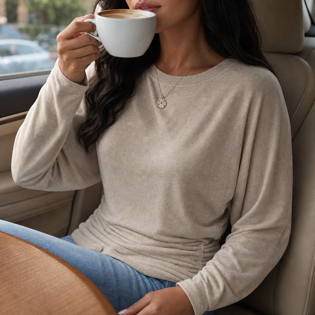 Women's Soft Brushed Dolman Sleeve Tunic Top