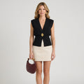 Women’s Sleeveless V Neck Top – Structured Shoulder Statement Style
