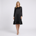 Women’s Long Sleeve Shift Dress – Ruffle Hem Knee Length Style