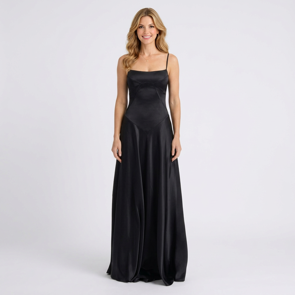 Women’s Strappy Maxi Dress – Square Neck Sleeveless Long Dress