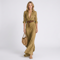 Women’s Maxi Shirt Dress – Long Sleeve Belted Wrap Style