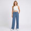Women’s Wide Leg Track Pants – Drawstring Waist Side Stripe Style