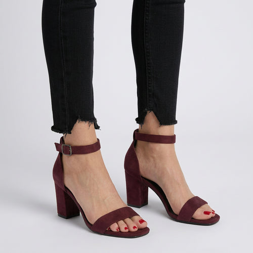 Block Heel Sandals – Ankle Strap Open Toe Style