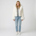 Textured Trim Jacket – Plush Collar Cropped Statement Style