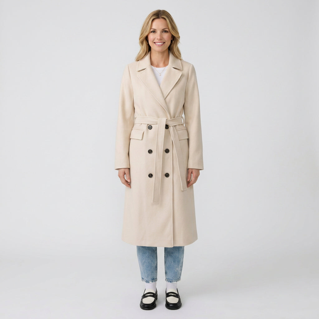 Double Breasted Longline Coat – Classic Tailored Style