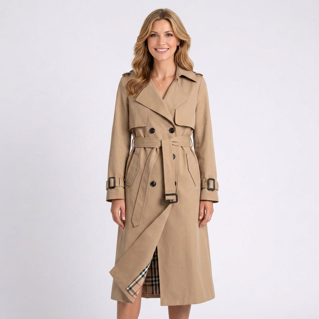 Trench Coat Women’s Belted Double Breasted Coat