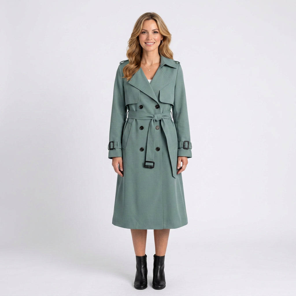 Trench Coat Women’s Belted Double Breasted Coat