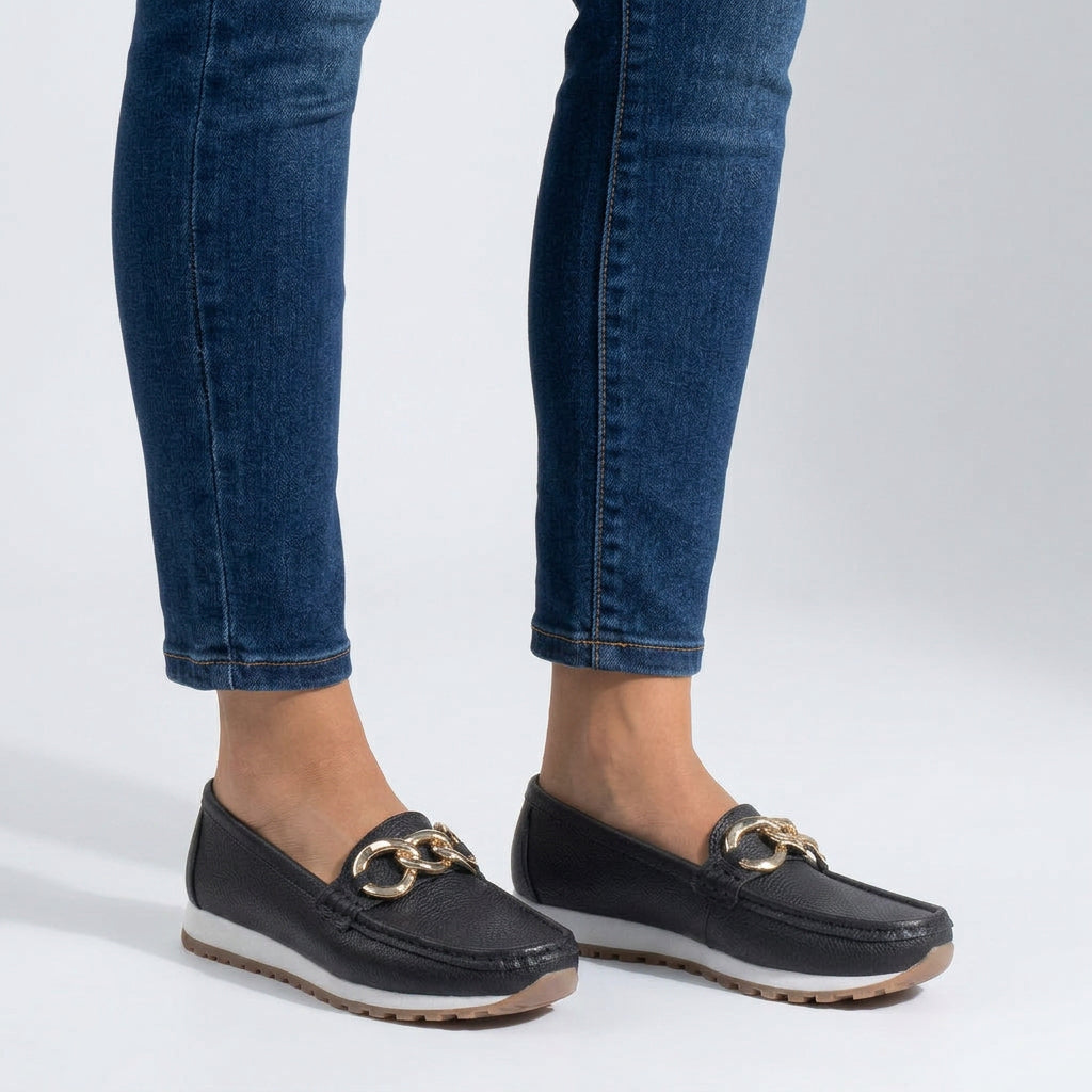 Slip-On Loafers Women’s Buckle Detail Comfort Shoes