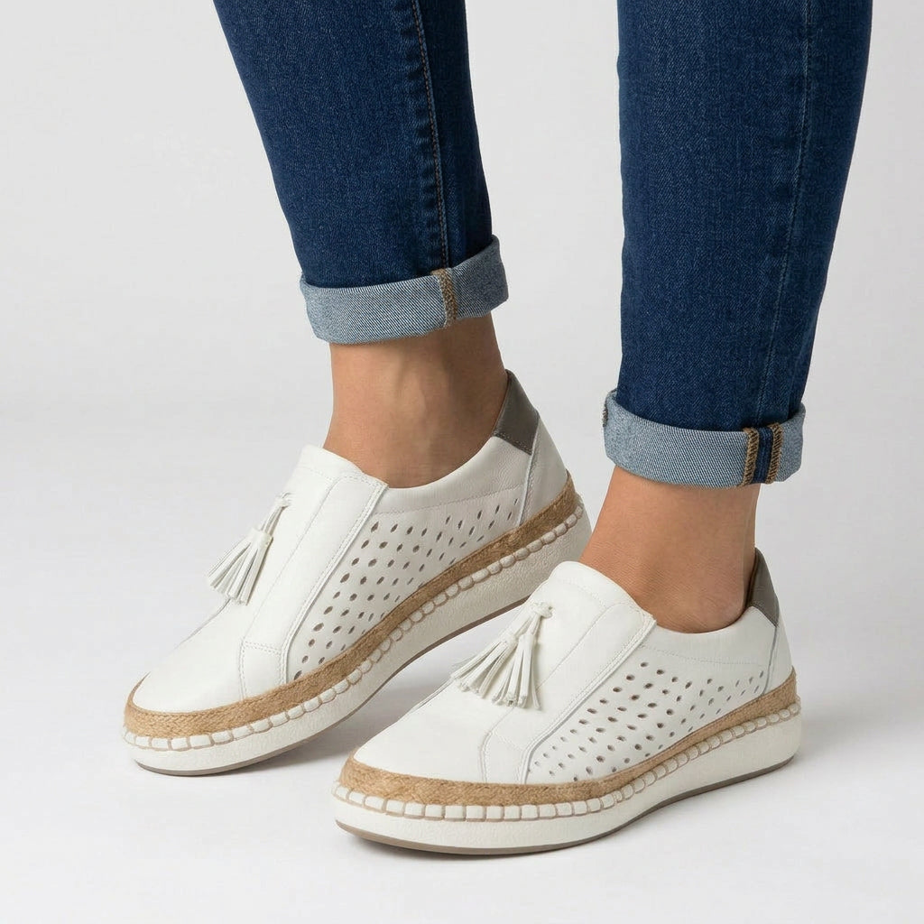 Tassel Slip-On Shoes Women’s Perforated Platform Loafers