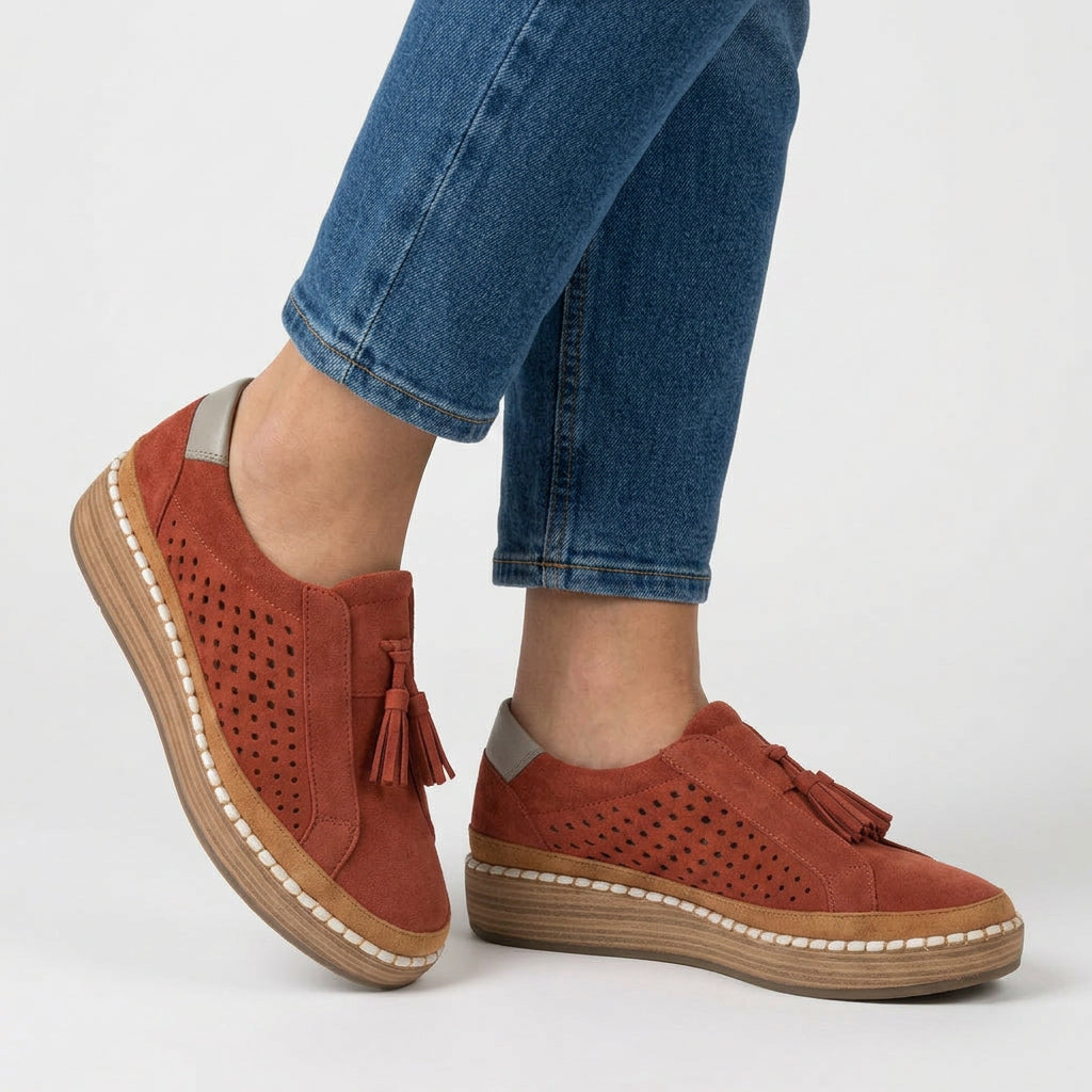 Tassel Slip-On Shoes Women’s Perforated Platform Loafers