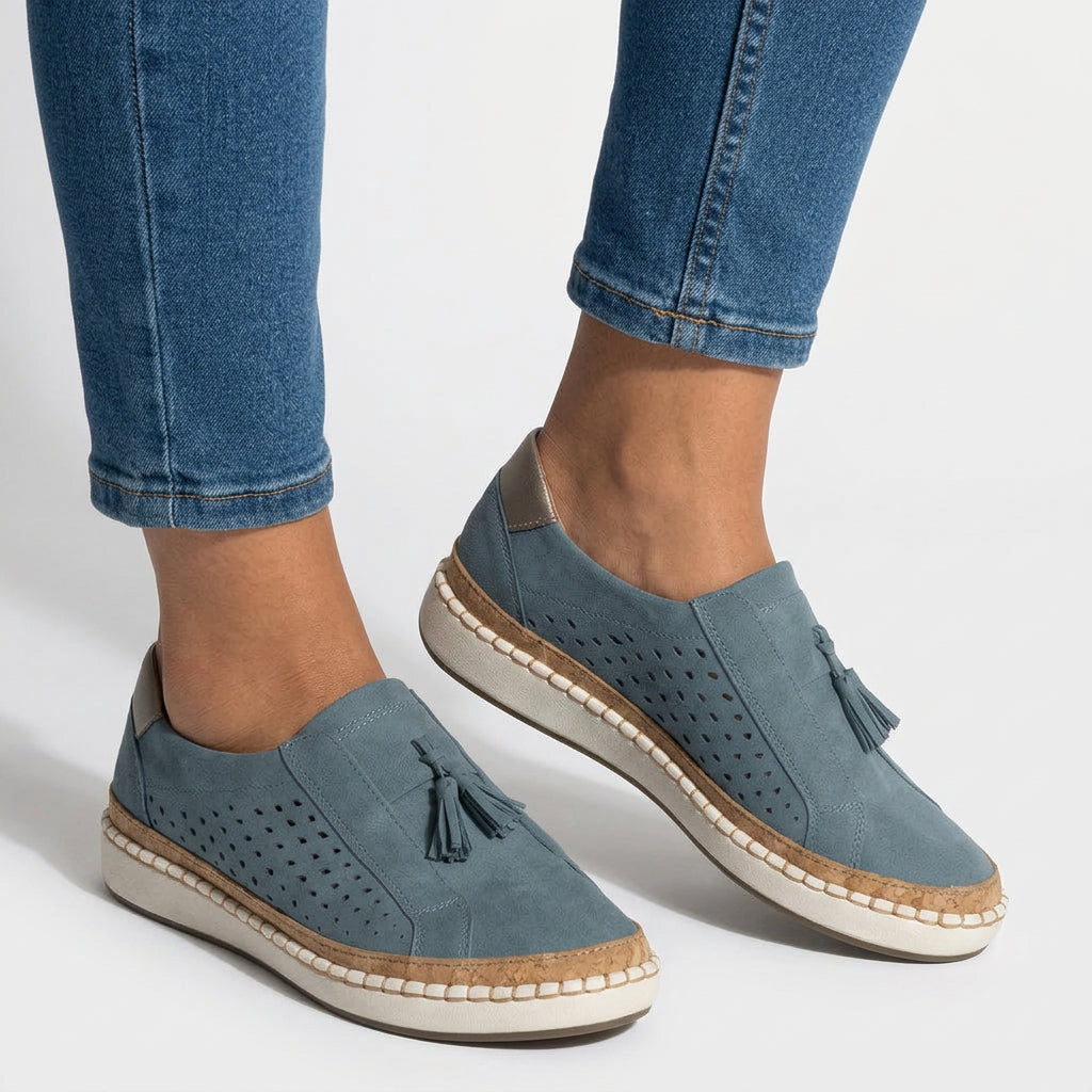 Tassel Slip-On Shoes Women’s Perforated Platform Loafers