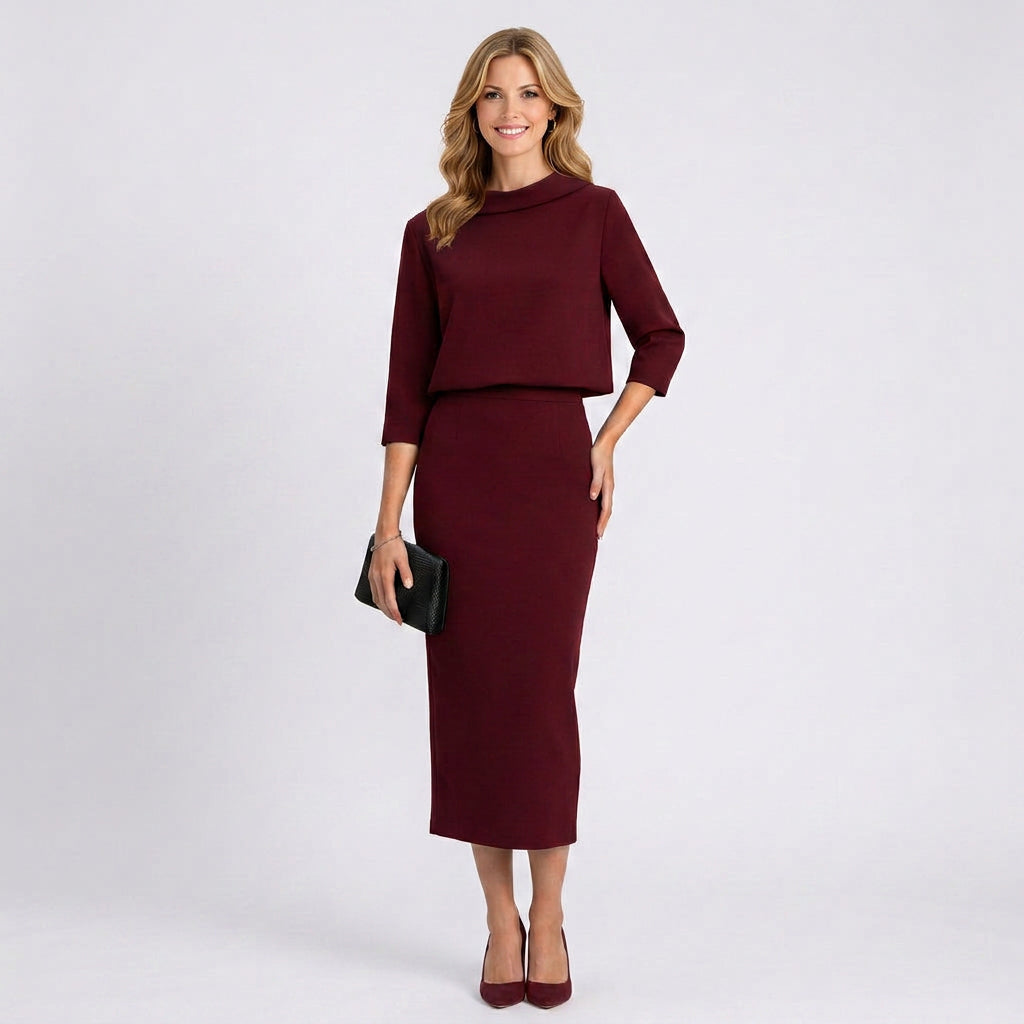 Women’s 3/4 Sleeve Elegant Pencil Dress Set