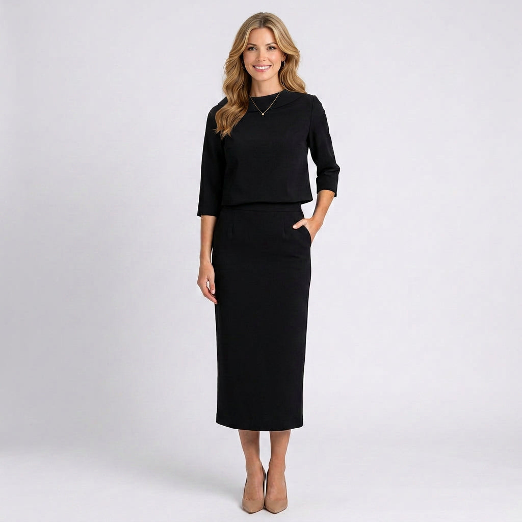 Women’s 3/4 Sleeve Elegant Pencil Dress Set