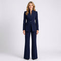 Tailored Trouser Suit Women’s High Neck Blazer and Wide Leg Pants Set