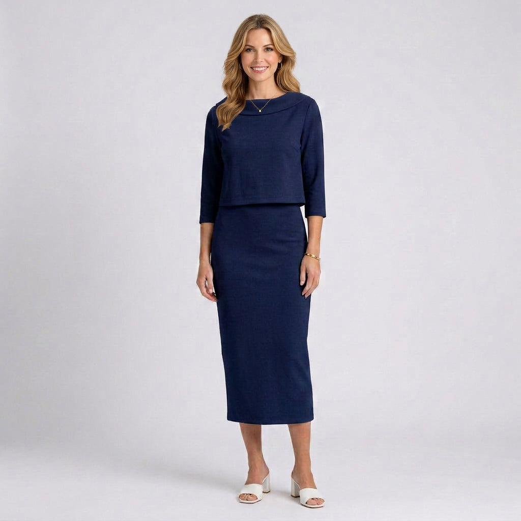 Women’s 3/4 Sleeve Elegant Pencil Dress Set