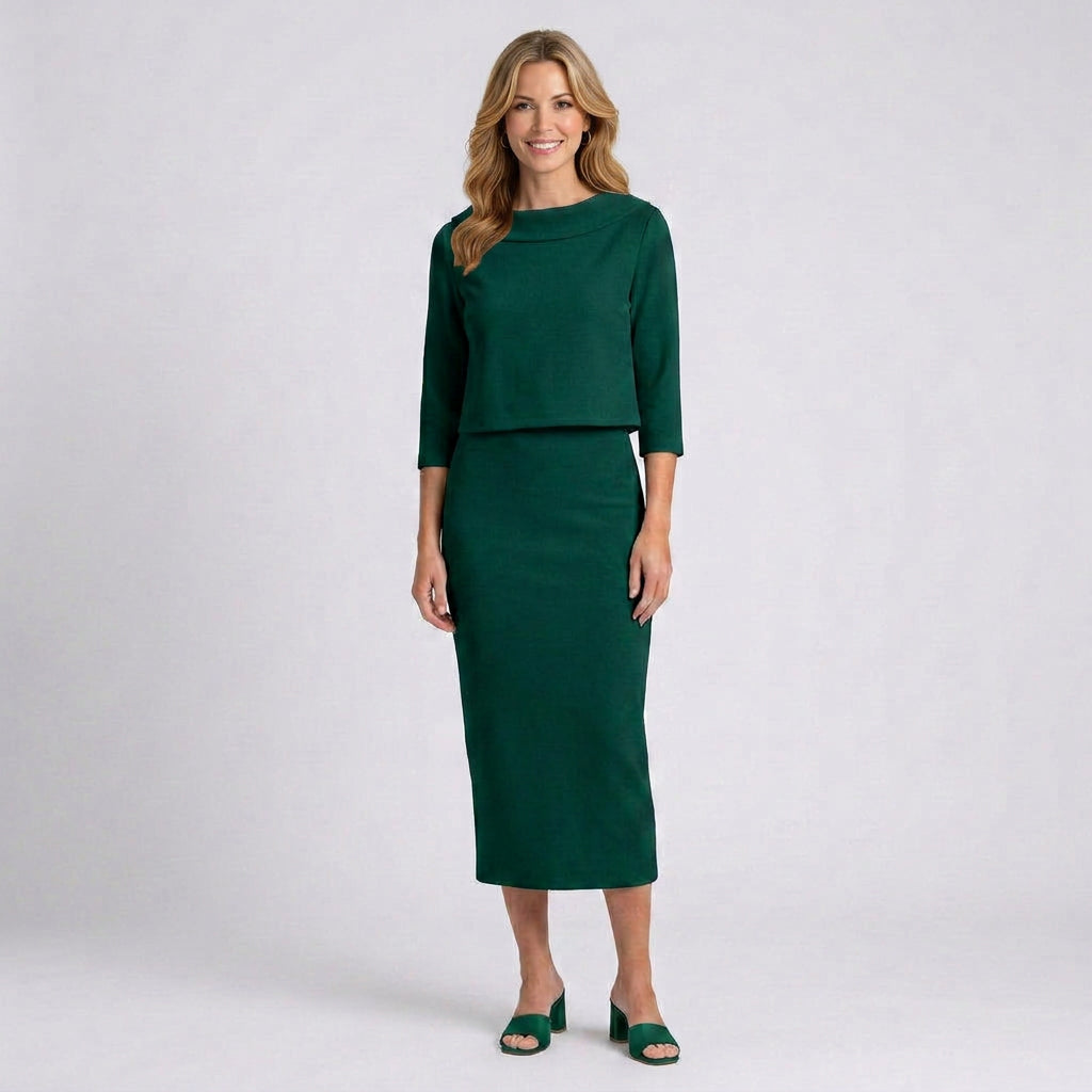 Women’s 3/4 Sleeve Elegant Pencil Dress Set