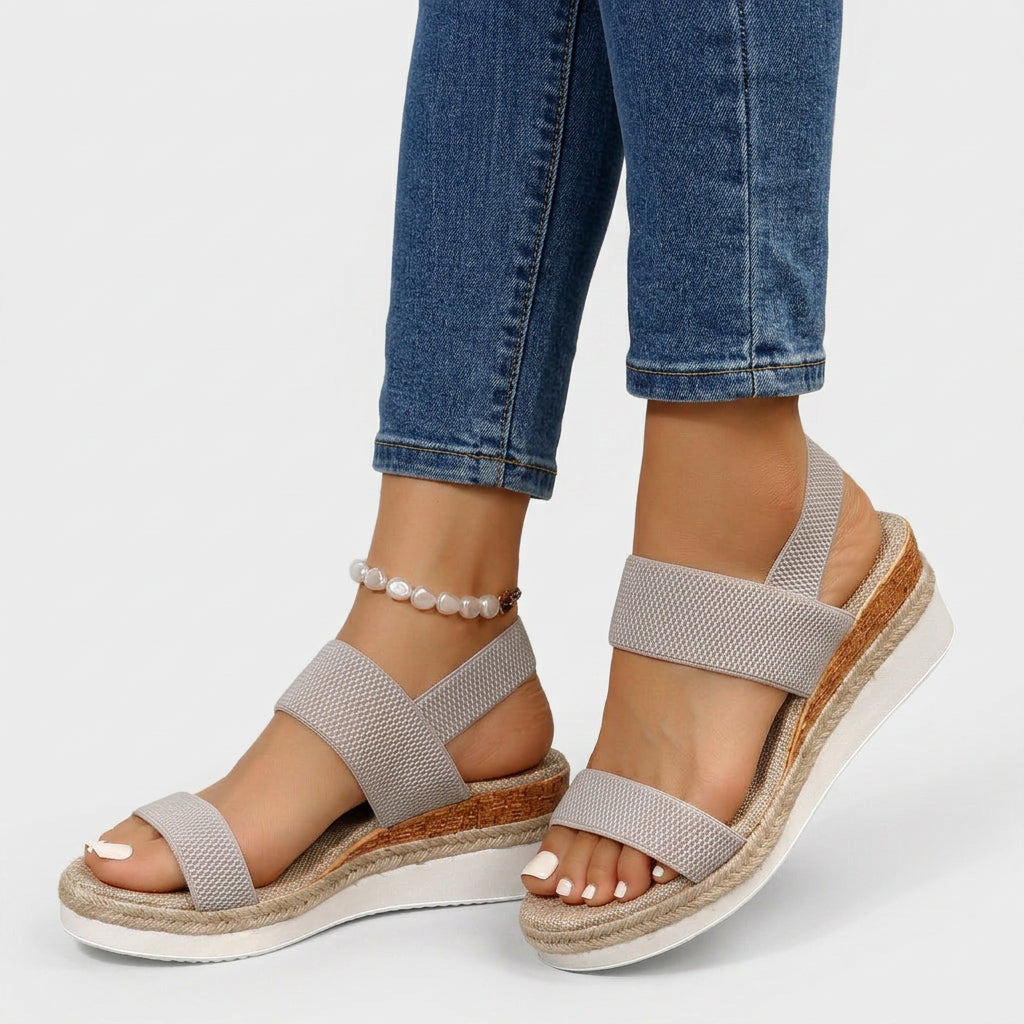 Platform Sandals – Elastic Strap Espadrille Style