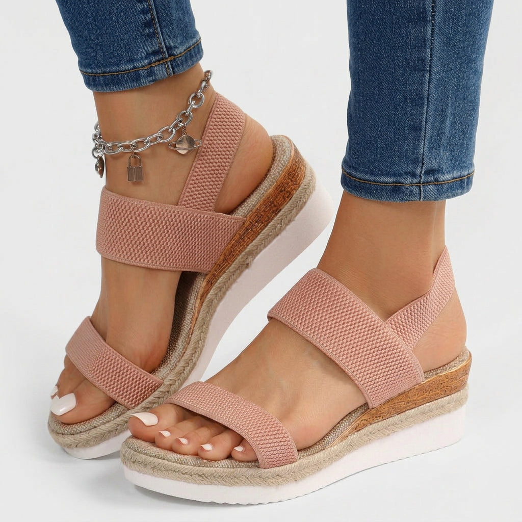Platform Sandals – Elastic Strap Espadrille Style