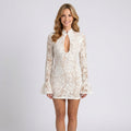 Lace Mini Dress Women’s Long Sleeve Keyhole Party Dress