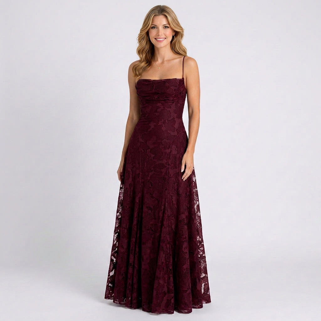 Maxi Dress – Spaghetti Strap Textured Occasion Style