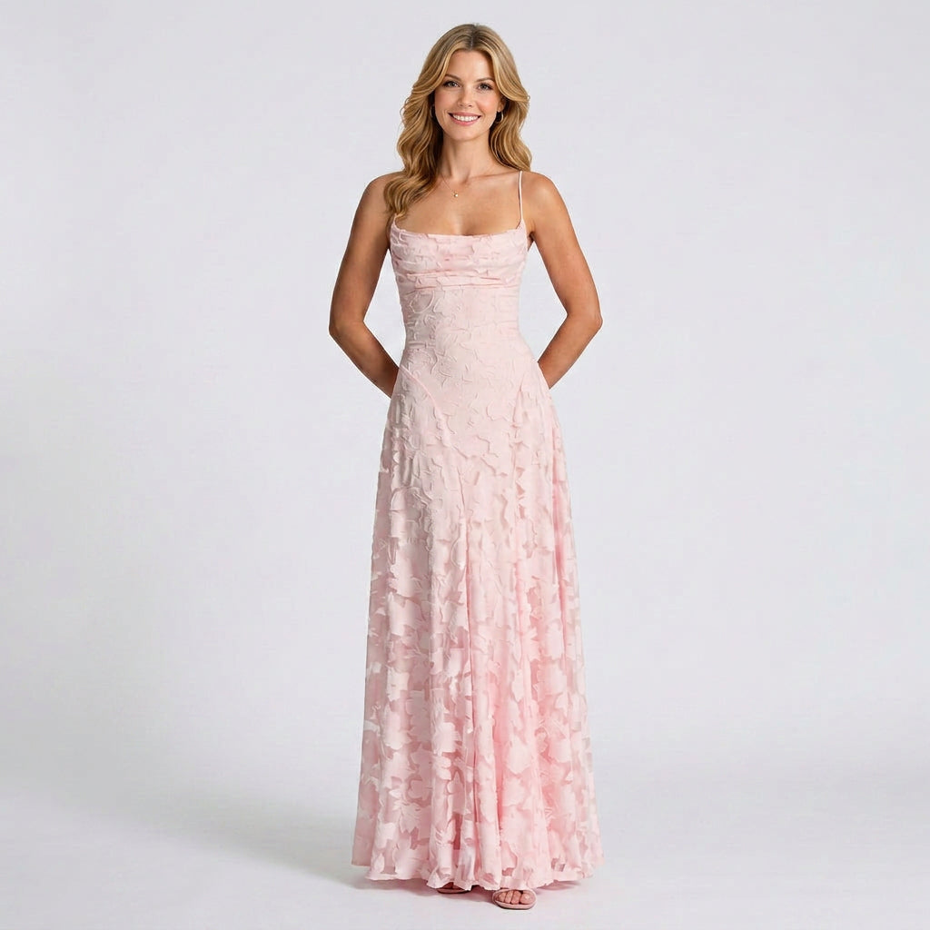 Maxi Dress – Spaghetti Strap Textured Occasion Style