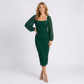 Ruched Midi Dress Women’s Square Neck Occasion Dress