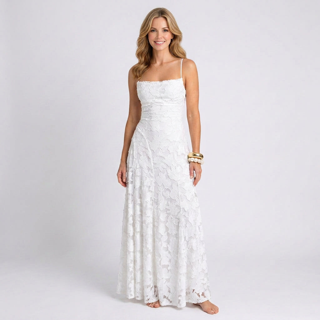 Lace Maxi Dress Women’s Strappy Evening Dress