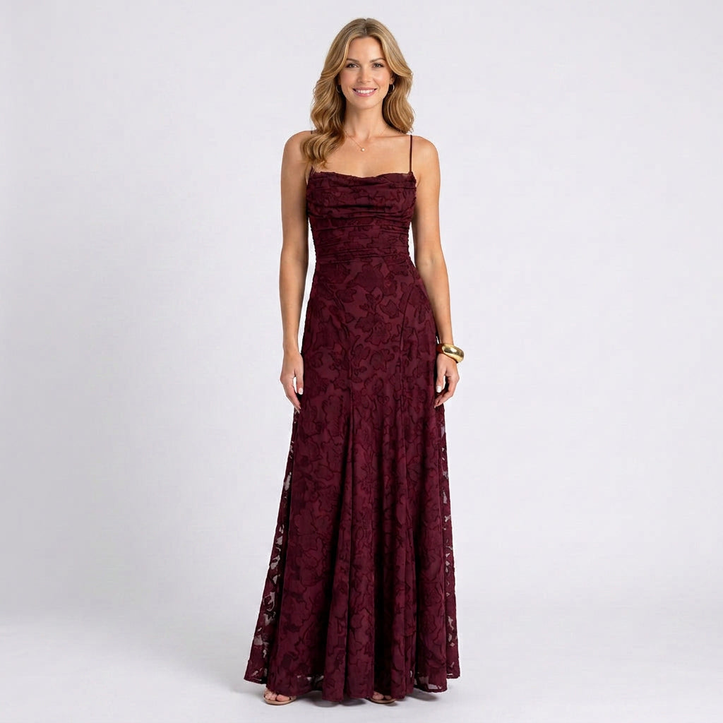 Lace Maxi Dress Women’s Strappy Evening Dress