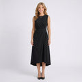 Sleeveless Midi Dress Women’s Belted Draped Occasion Dress