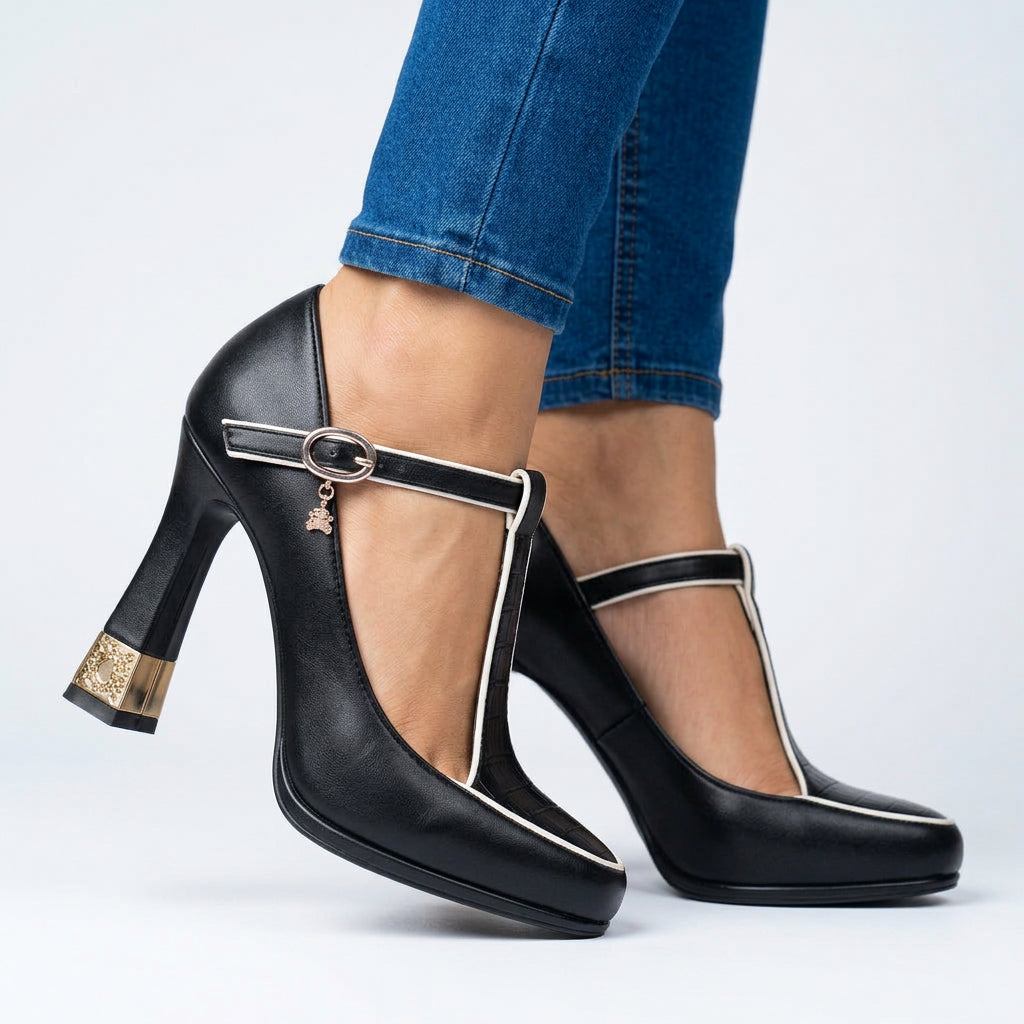 T-Bar Heels – Buckle Strap Platform Style