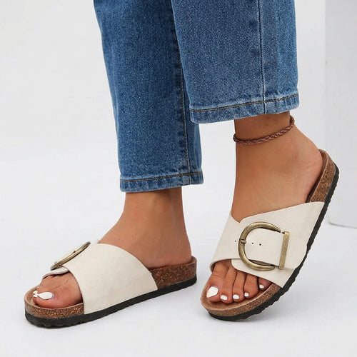 Buckle Sandals – Slip-On Flat Footbed Style