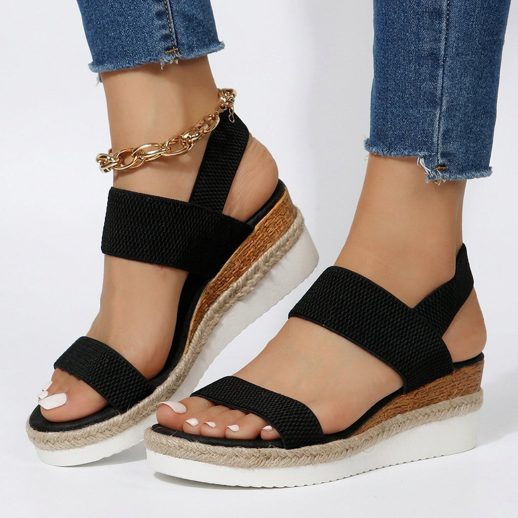 Platform Sandals – Elastic Strap Espadrille Style